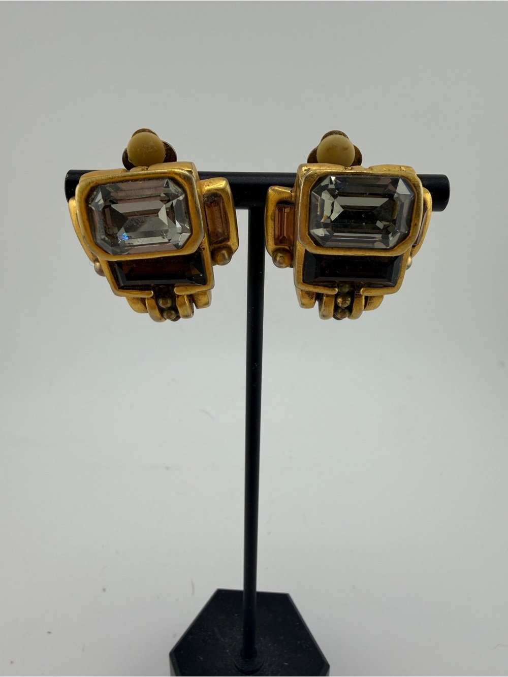 Vtg Fahrenheit Mixed Metal 80’s Clip Earrings